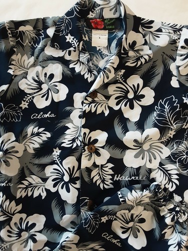 Ali'i Fashions Hawaii Boys 2 Piece Blue & White Floral Print Short Set Size 4 - Picture 2 of 5