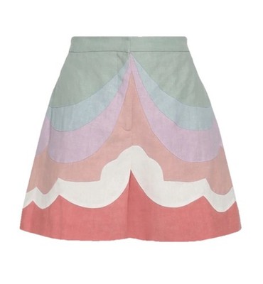 Valentino Paneled Luxury Shorts HighRise Pastel 100%Linen 38 Italy Whimsical NWT