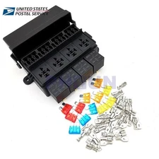 12 Way Blade Fuse Holder Box with Spade Terminals and Fuse 4PCS 4Pin 40A Relays