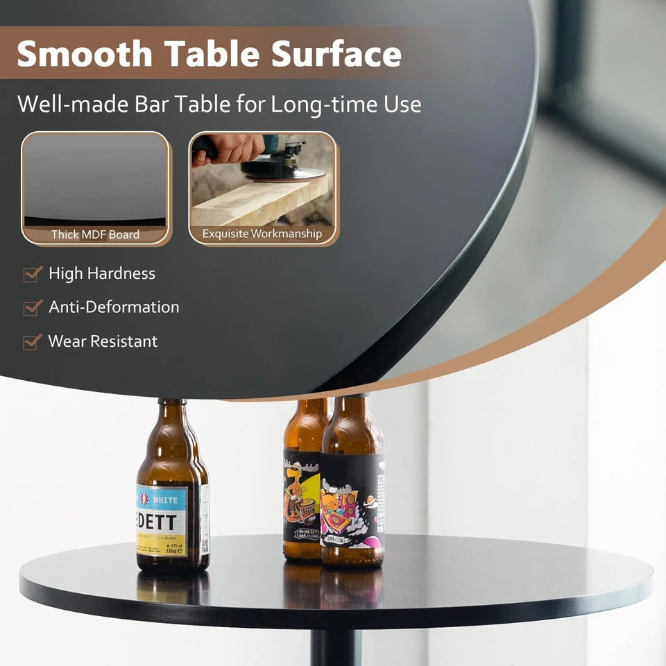 Современный круглый паб гидравлическая столовая домашняя кухня бар верхний высокий стол, черный - Изображение 3 из 4