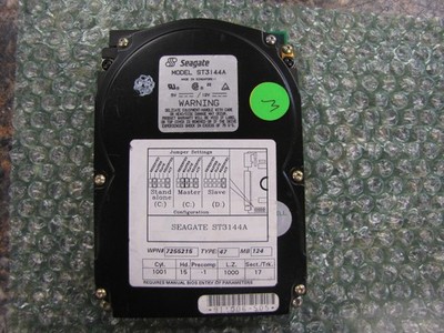 Vintage Retro Seagate ST3144A 3.5'' 130MB IDE Hard Drive TESTED WIPED & WORKING