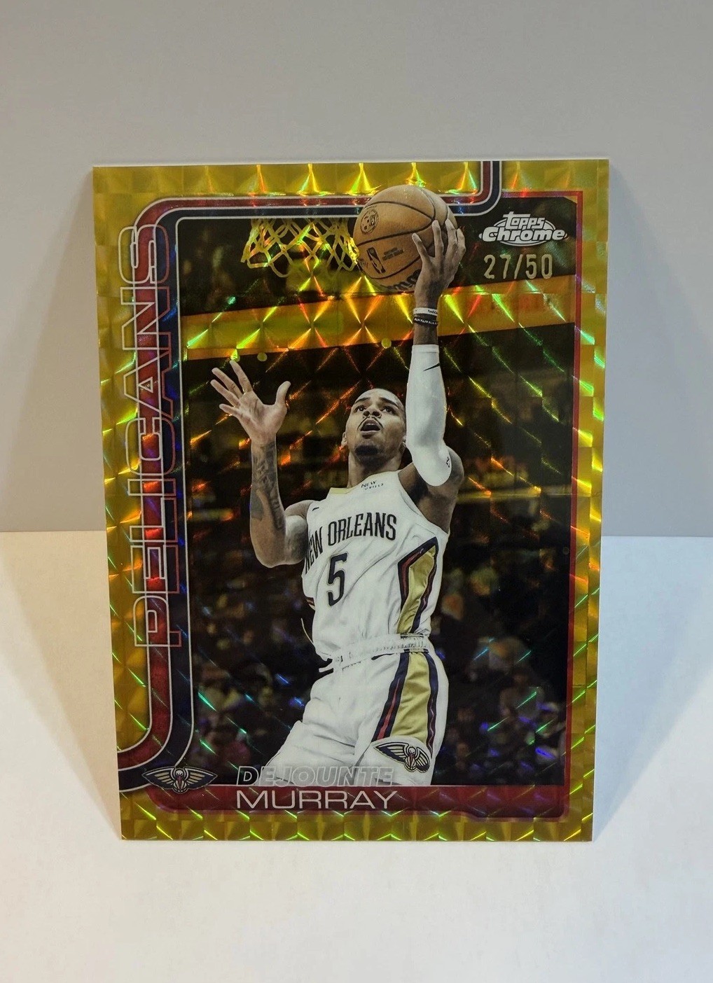 2025-26 Topps Chrome - Dejounte Murray #186 Gold Geometric Refractor /50