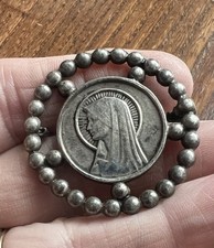 French Lourdes Pin Art Deco Silver Souvenir 1920s Sanctuary Memory Gift Mary 1½”