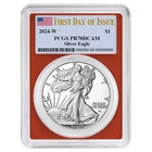 2024-W Proof $1 American Silver Eagle PCGS PR70DCAM FDOI Flag Label Red Frame