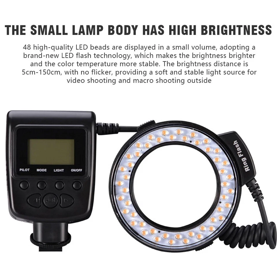 LED Ring Flash Light for DSLR Camera with LCD Control & Color Filters - Image 2 of 3