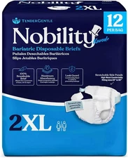 2XL Adult Diapers for Women and Men - 12 Bariatric Disposable Briefs with Tabs a