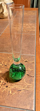 Vtg Emerald Green Glass Bullicante Bubble Base - Bud Vase 8  Controlled Bubble