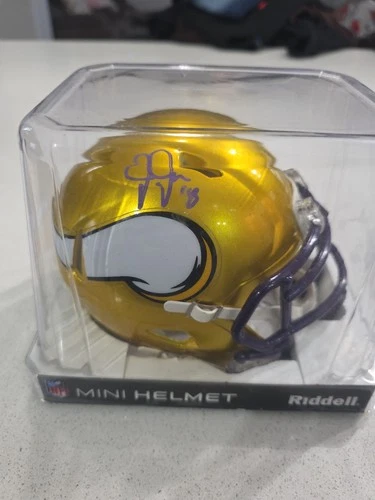Justin Jefferson Signed Minnesota Vikings Mini Helmet Riddell Flash Beckett BAS