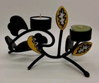 Vtg PARTYLITE Party Lite SET of Two Tealight Holders ~Enameled Pottery & Metal~  — photo 9