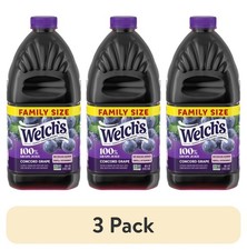 (3 pack) Welch's 100% Grape Juice, Concord Grape, 96 fl oz Bottle