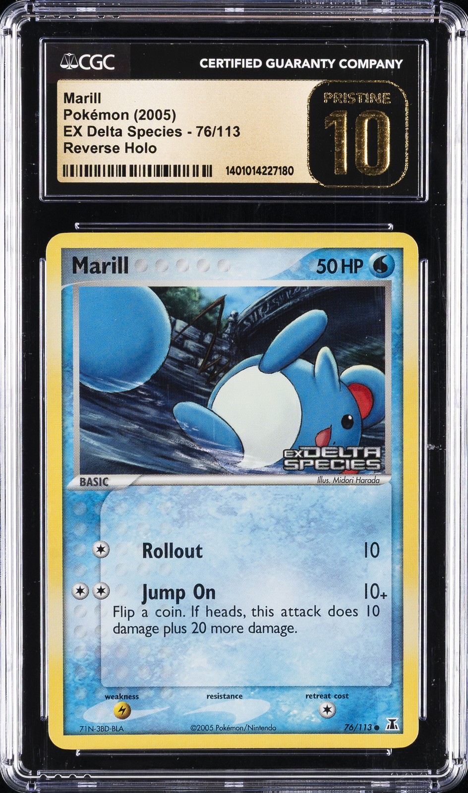 2005 POKEMON EX DELTA SPECIES REVERSE HOLO #76 MARILL CGC 10