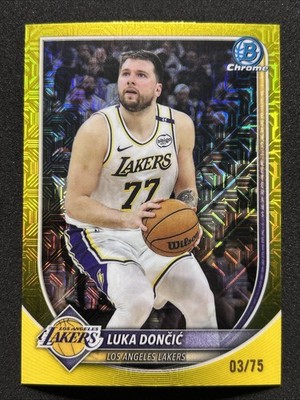 Luka Doncic 2025-26 Bowman YELLOW Mojo Refractor 3/75... Color Match 🔥