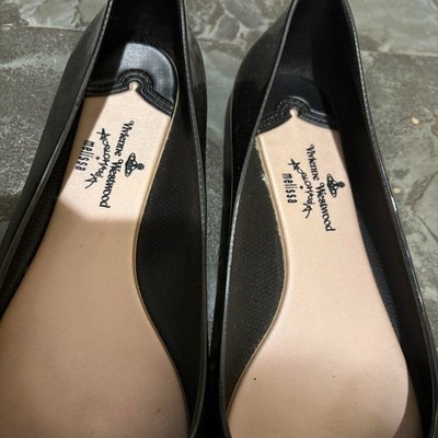 Vivienne Westwood Melissa Black Rubber Pumps Flat Shoes Blue Orb