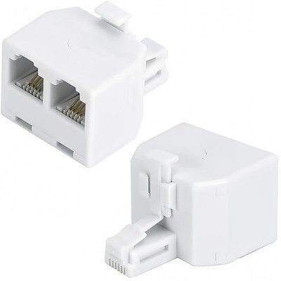 line Splitter, RJ11 Wall Plate Plug to Dual RJ11 Female Socket Adapter 2 Pack...