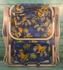   Tommy Bahama, Aluminum Backpack Beach Chair 5 Positions Tropical Pineapple  