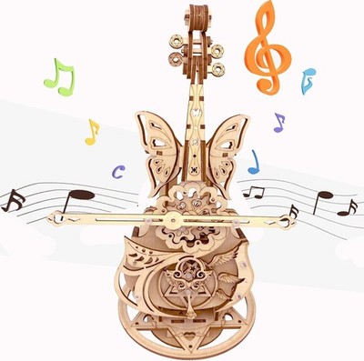 3D Puzzle Wooden Model Kits for Adults - DIY Cello Music Box Mechanical Jigsaw P