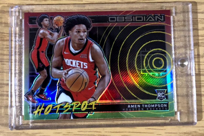 2023-24 Panini Obsidian AMEN THOMPSON Hotspot Reggae Flood Rookie /60 ROCKETS RC