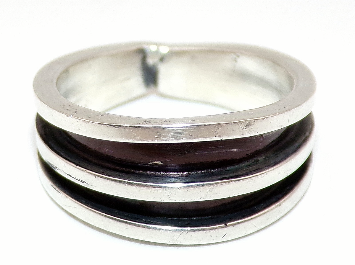 TOM HAWK STERLING SILVER Signed Navajo 3 LINE BAND Ring Sz 8.5