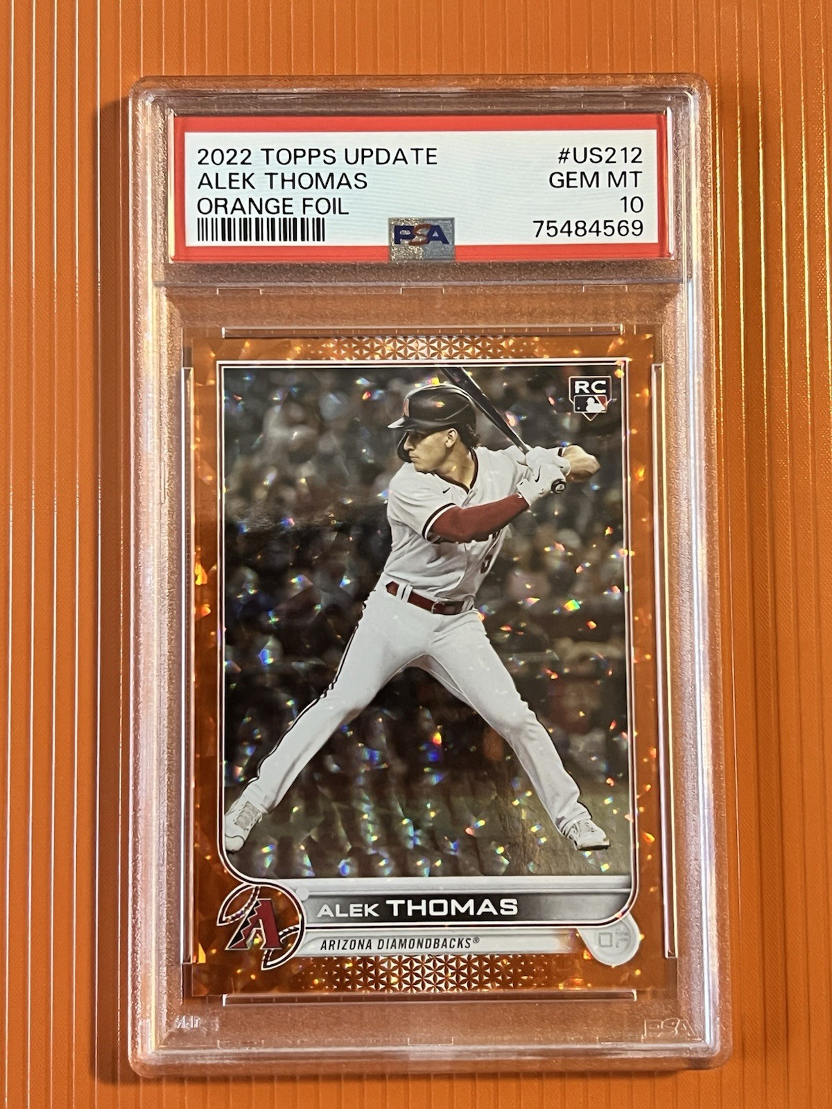 Topps 2022 Update Series Alek Thomas Orange Foil #US212 /299 Rookie PSA 10