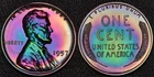 1957 PROOF Lincoln Wheat 1 One Cent MONSTER Rainbow Toning (59-33)