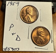 1959-P & D Lincoln Memorial Cents. From Original BU Rolls. Cherry Red!🍒 #5903