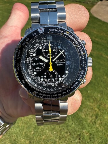 Great Seiko Flightmaster SNA411 Chronograph & Bonus Marine Nationale Style Strap