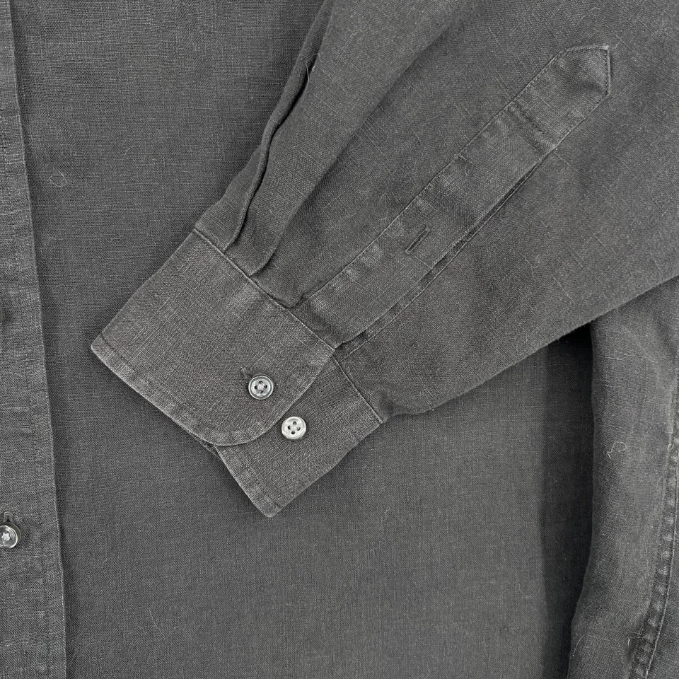 Jos. A. Bank Shirt Mens Large Gray Linen Button Down Long Sleeve Chest Pocket - Image 4 of 4