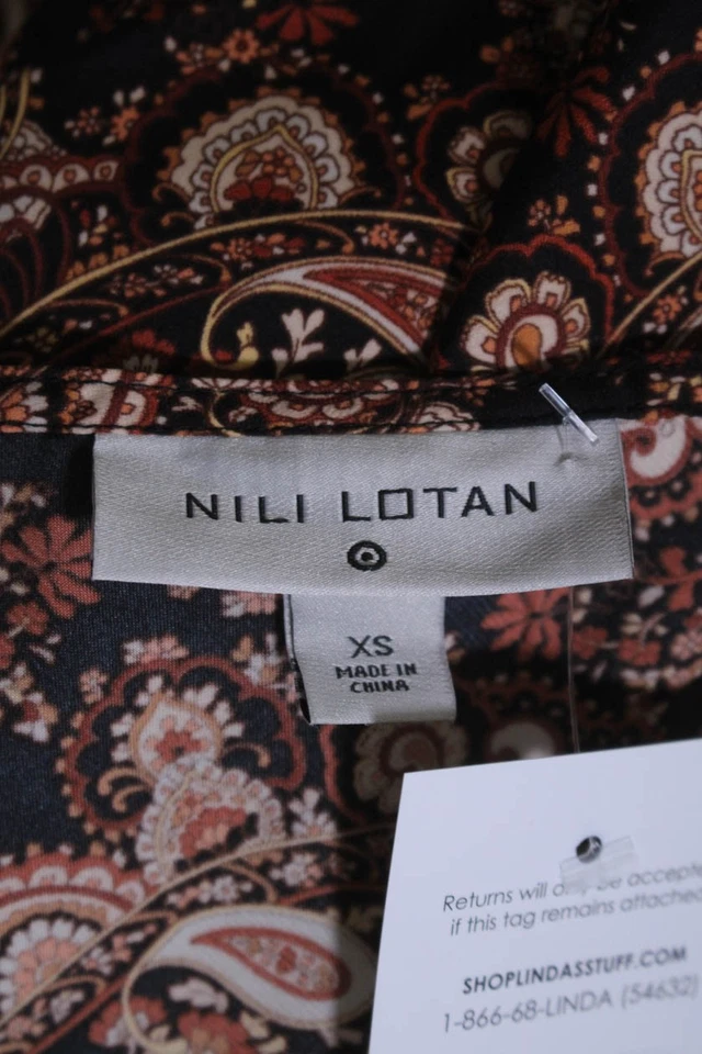 Nili Lotan X Target Womens Brown Paisley V-neck Sleeveless Shift Dress Size XS - Image 4 of 4