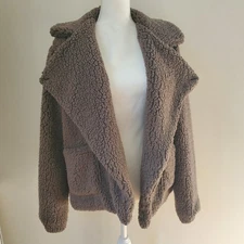  JACK by BB Dakota Teddy Fuzzy Cozy Fleece Brown Lightweight Jacket Size Large
