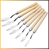 7 StüCk Spachtel Set Acrylmalerei Malmesser Holzgriff Edelstahl Klingen Werkzeug