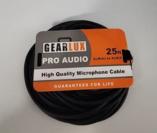 Gearlux XLR Microphone Cable, Fully Balanced, to Female, 25 Feet - Single Pack