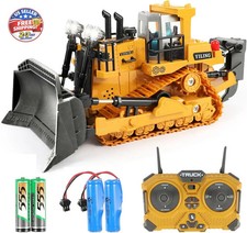 Metal RC Bulldozer Toy for Kids 11-Channel Remote Control Dozer with Lights  So