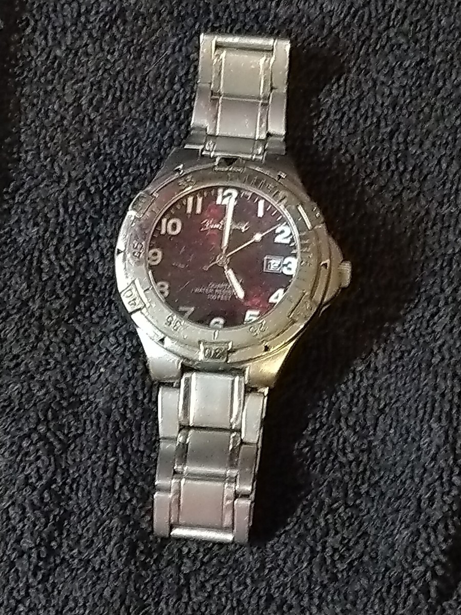 Bum Equipment Men's Watch V-360 Red Dial Silver Tone Day Indicator