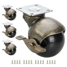 Casters Set Of 4 Antique Brass Casters With Brake 2 Inch Ball Castor Wheels