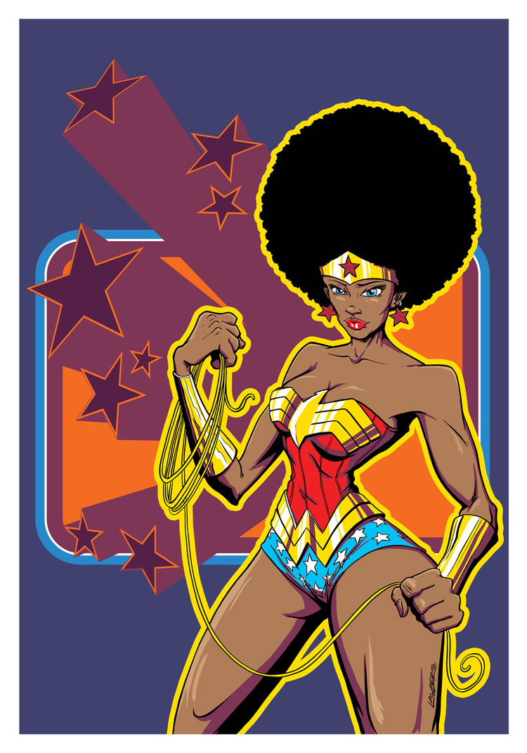 African American Black Wonder Woman Art Print Comic Pop Art DC