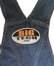 Vintage Big Tech Jeans Bib Overalls Mens Adult Small 30” Inseam Denim Hiphop