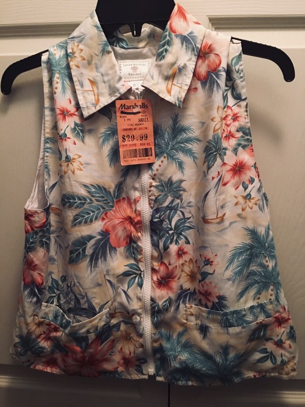 HAWAIIAN SHIRT FRONT ZIP 2 POCKETS SIZE SMALL NEW  LINED DRY CLEAN RAYON