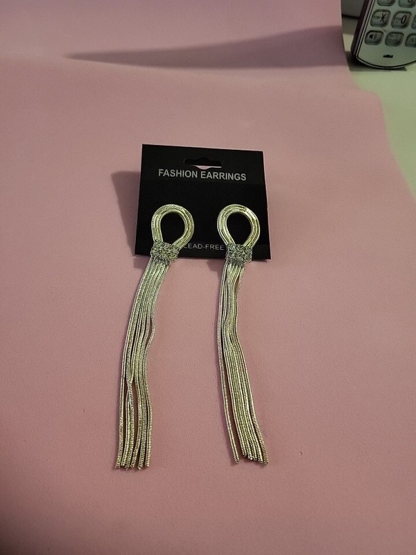 Special Occasion Earrings Long Rhinestone 3 1/2" Silver-tone Dangles