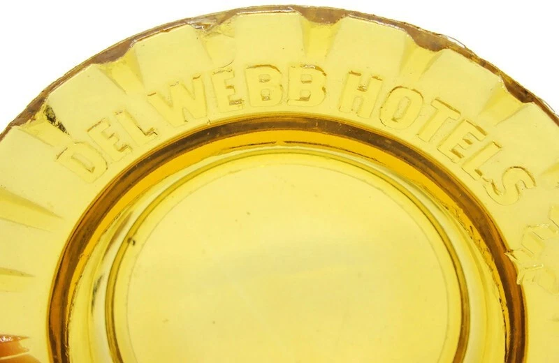 Delwebb Hotels Amber Vintage 4" Glass Ash Tray Chipping on Inside Rim
