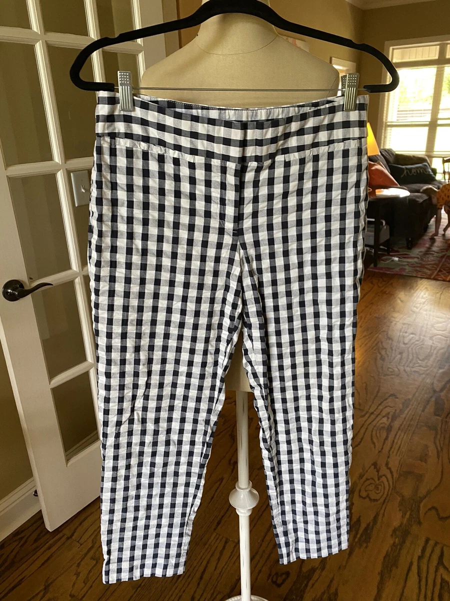 Loft Marisa Cropped Size 6 Gingham Black White Check Pants