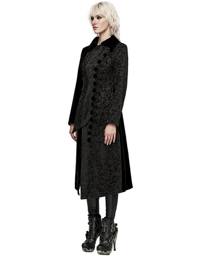 Punk Rave Womens Avant Gothic Asymmetric Velvet Coat - Picture 7 of 13