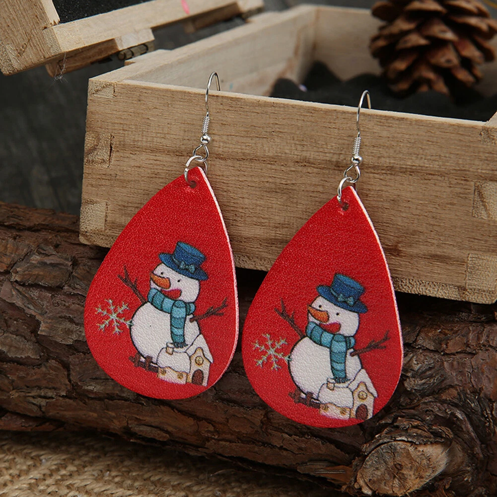 Christmas leather earrings sale