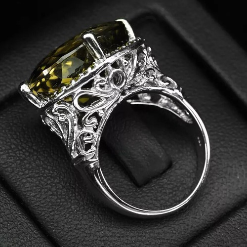 Bezaubernde limettengrüne Turmalin 17 Karat 925 Sterling Silber Handarbeit Ringe Größe 6,5 - Bild 5 von 6