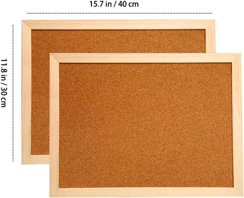 2-pack Cork Bulletin Boards 12x16 Hanging Wood Frame Pin Memo Message with Light - Image 3 of 4