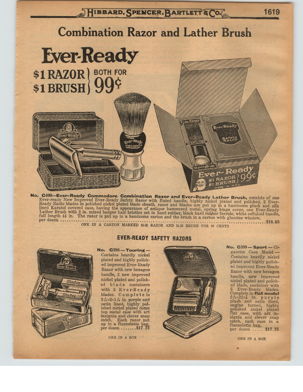 Sextoblade Razor 1927 PAPER AD Weck's Sextoblade Safety Razor Kits Enders Christy Ever ...