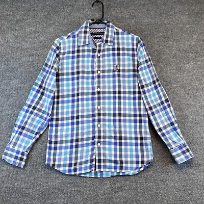 Giordano Shirt Men Small Blue Plaid Slim Fit Long Sleeve Button Up | eBay Giordano Shirt Men Small Blue Plaid Slim Fit Long Sleeve Button Up | eBay
