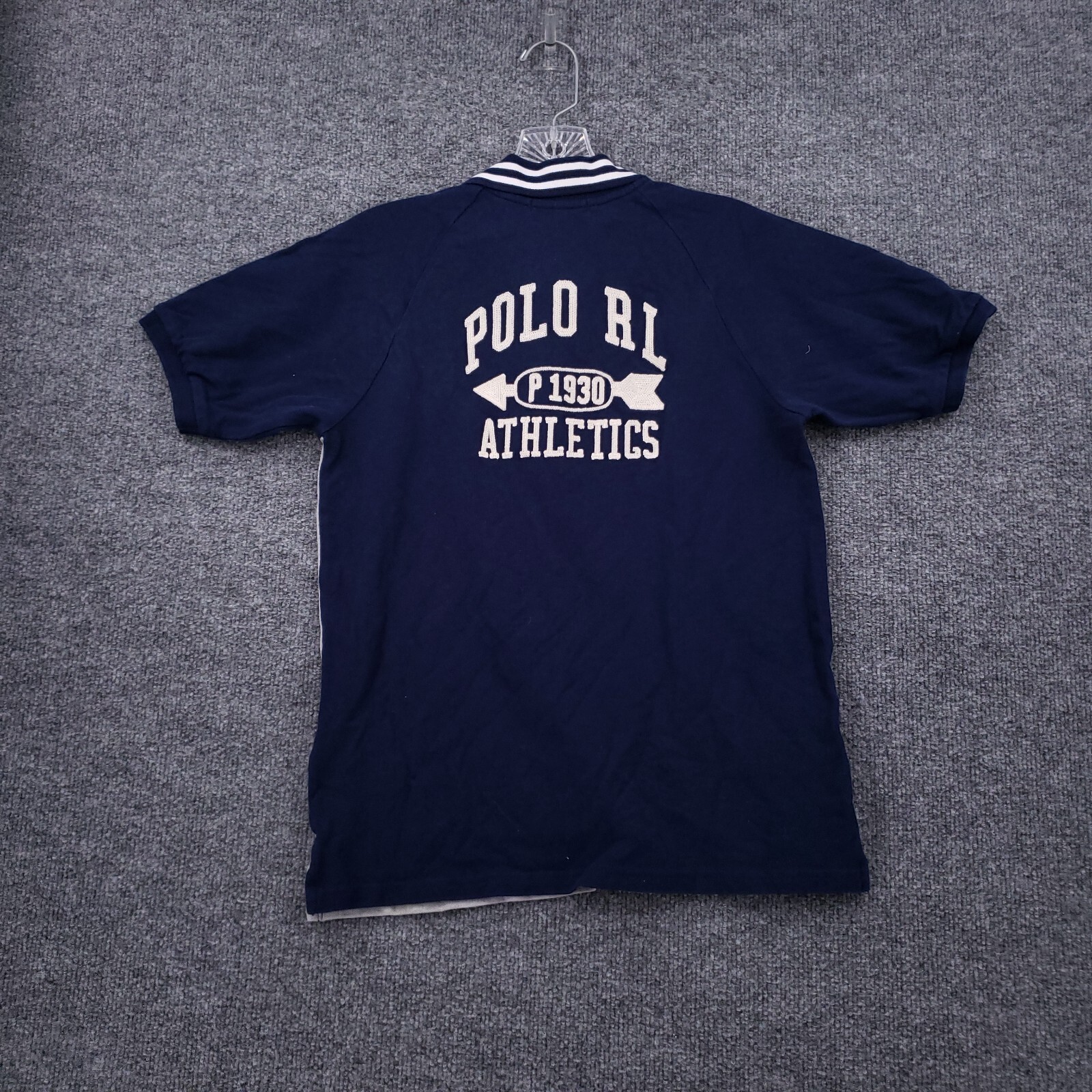 Polo Ralph Lauren camicia ragazzo grande 14 16 grigio blu grande pony manica corta atletica