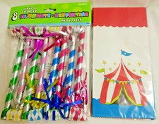 Happy Birthday Circus Party Decorations Blowouts  Favor/Treat Bags Pink Red