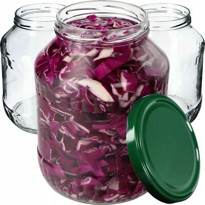 KADAX Weckgläser 1,7L, Einmachglas zum Einlegen, fi89 mm, Grün Deckel, 12 Stück