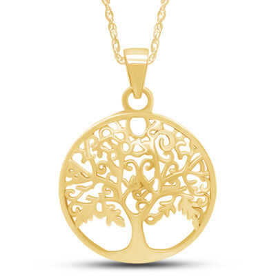 Tree of Life Pendant 18" Necklace in 14K Yellow Gold Plated 925 ...